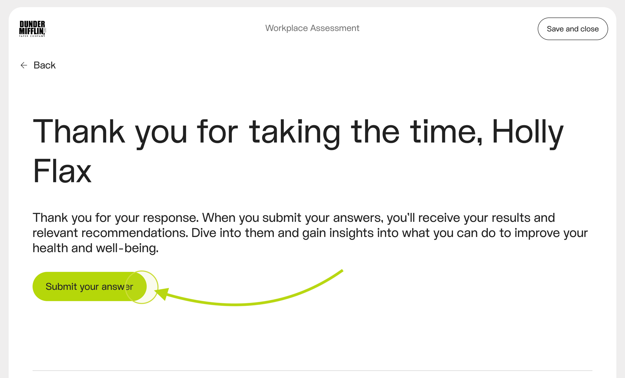 Individual Answer Answering surveys in Employee Portal